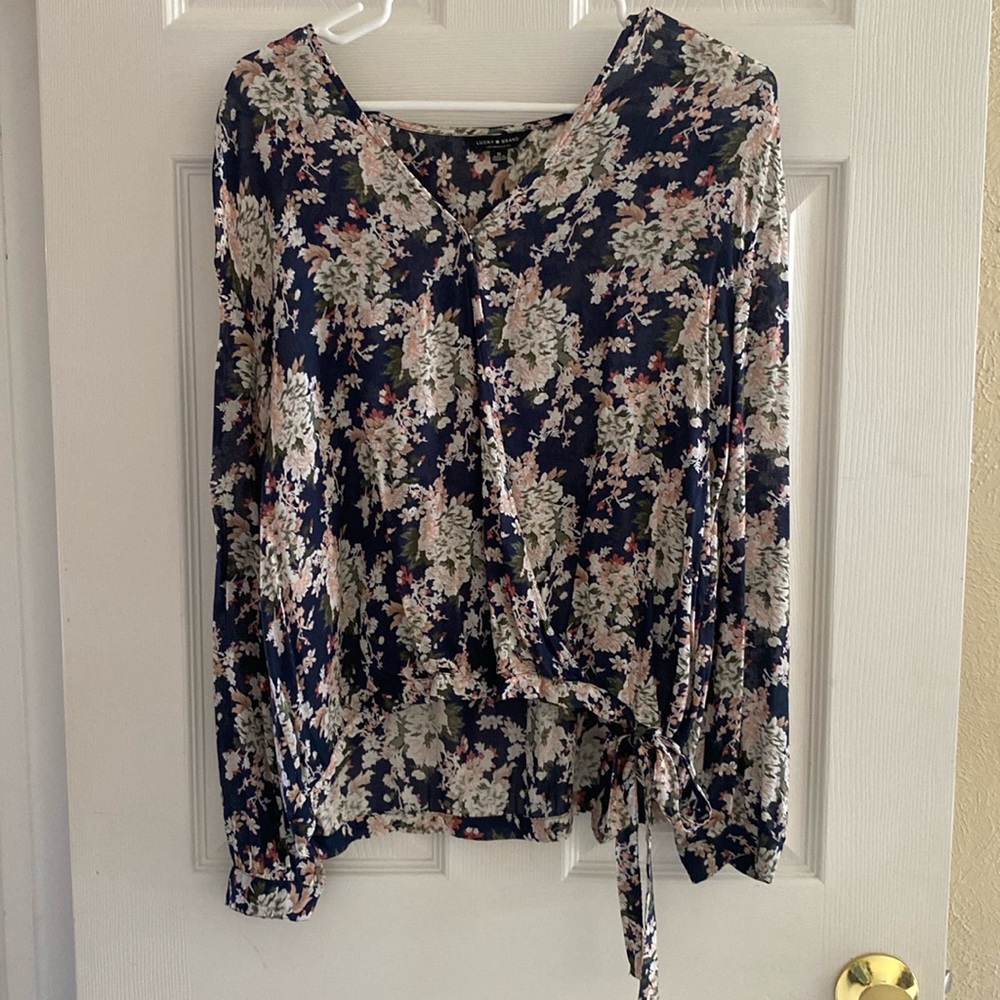 Lucky Brand Long Sleeve Floral Wrap Top - Women’s Medium